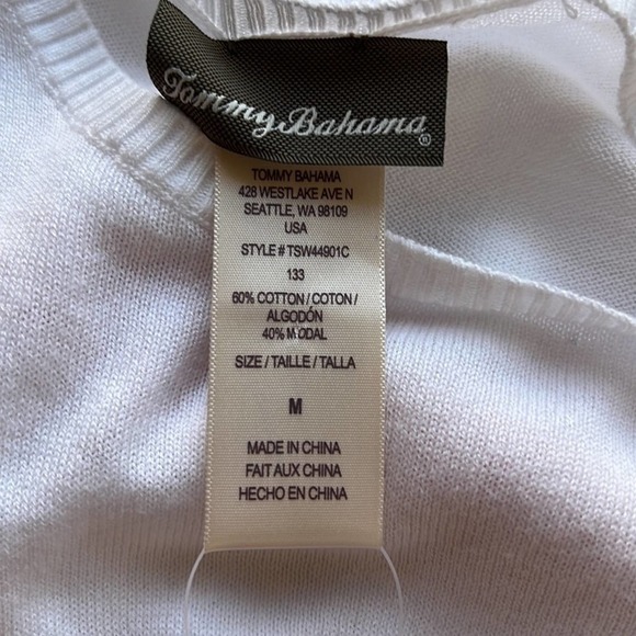 Tommy Bahama Beach Sweater White Orange Blue Size Medium New with Tags - Picture 4 of 5